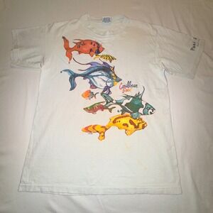 Jimmy Buffett Caribbean Soul T Shirt Mens Large White Good Fish Graphic USA Made